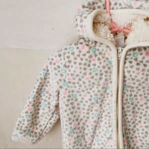 Kitty Cat Warm Hoodie with Heart Design SZ 12 Months